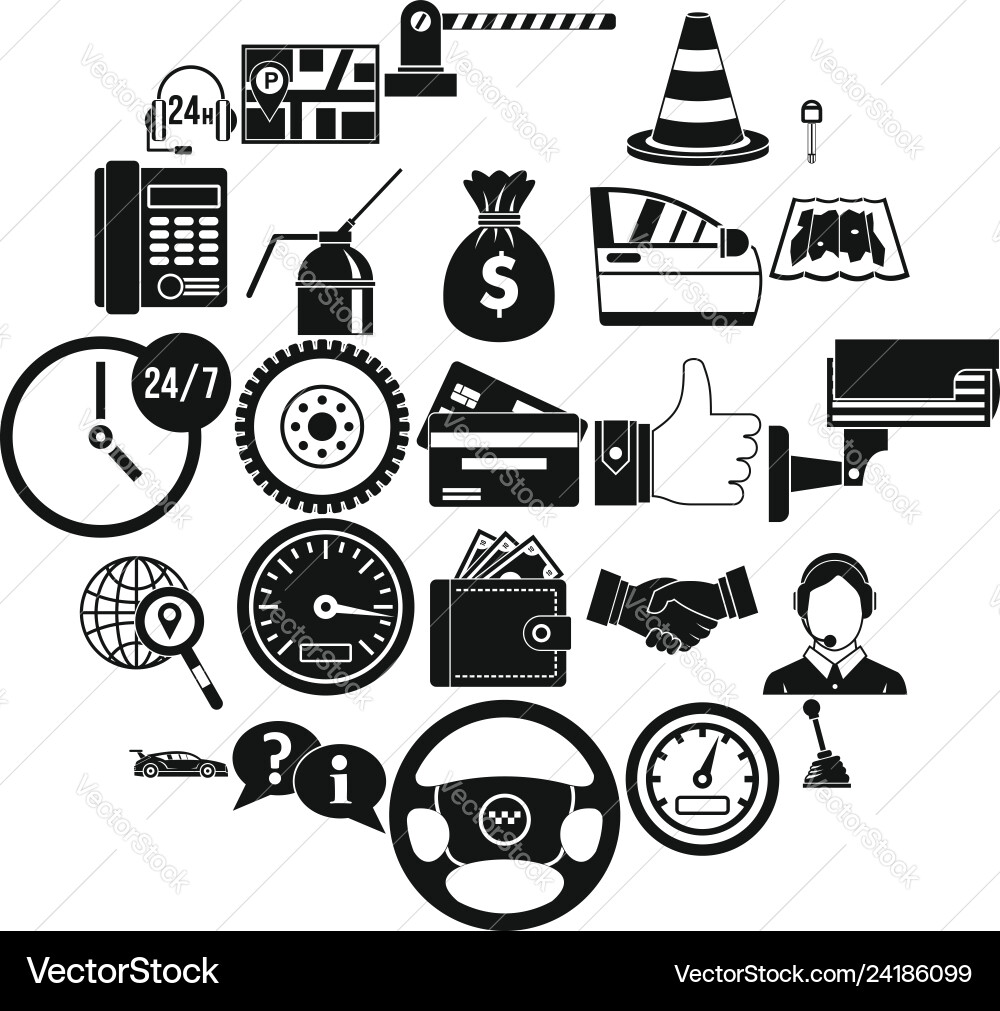 Serv icons set simple style vector image
