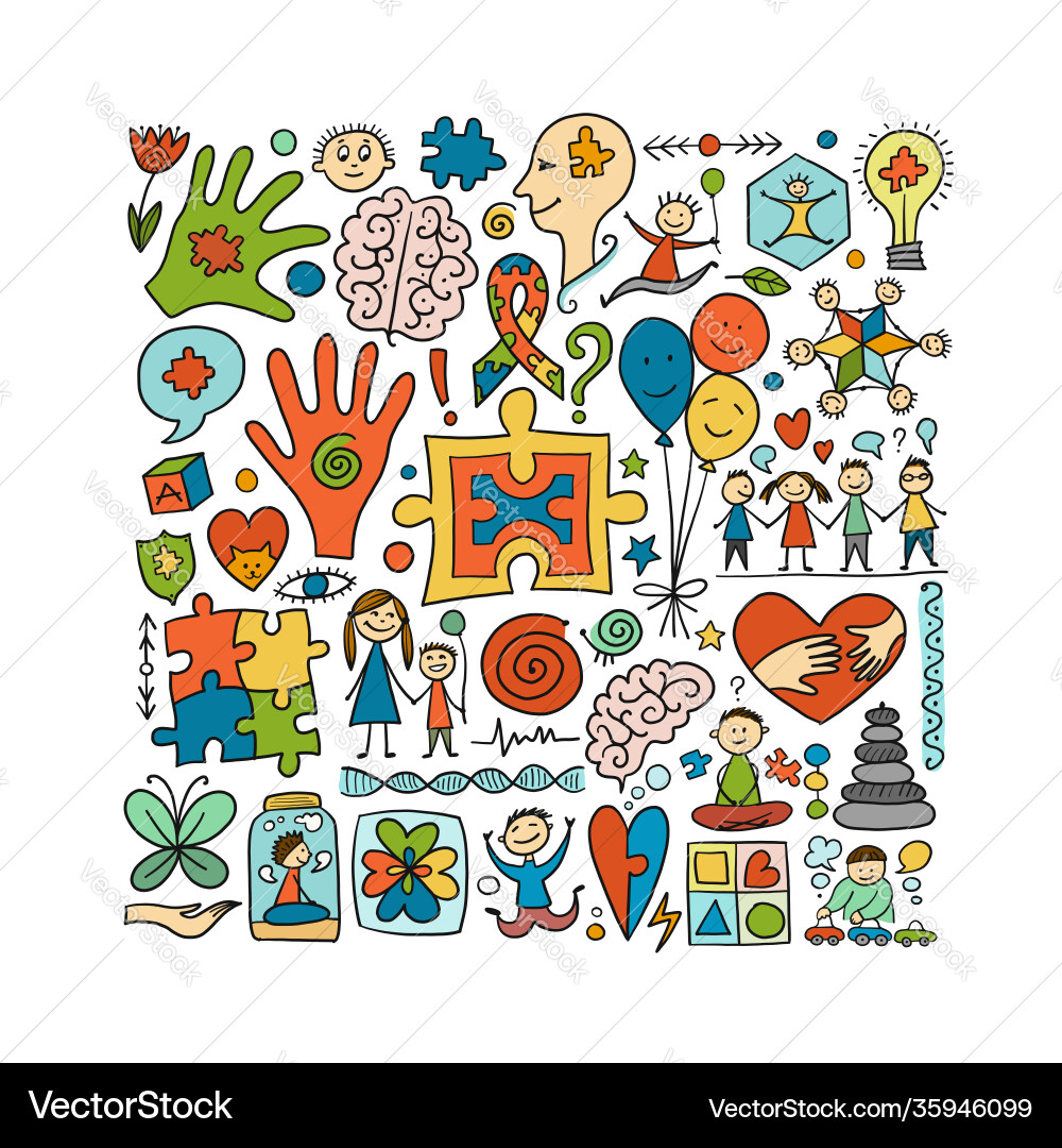 World autism awareness day colorful puzzle design World autism awareness day colorful puzzle design vector image
