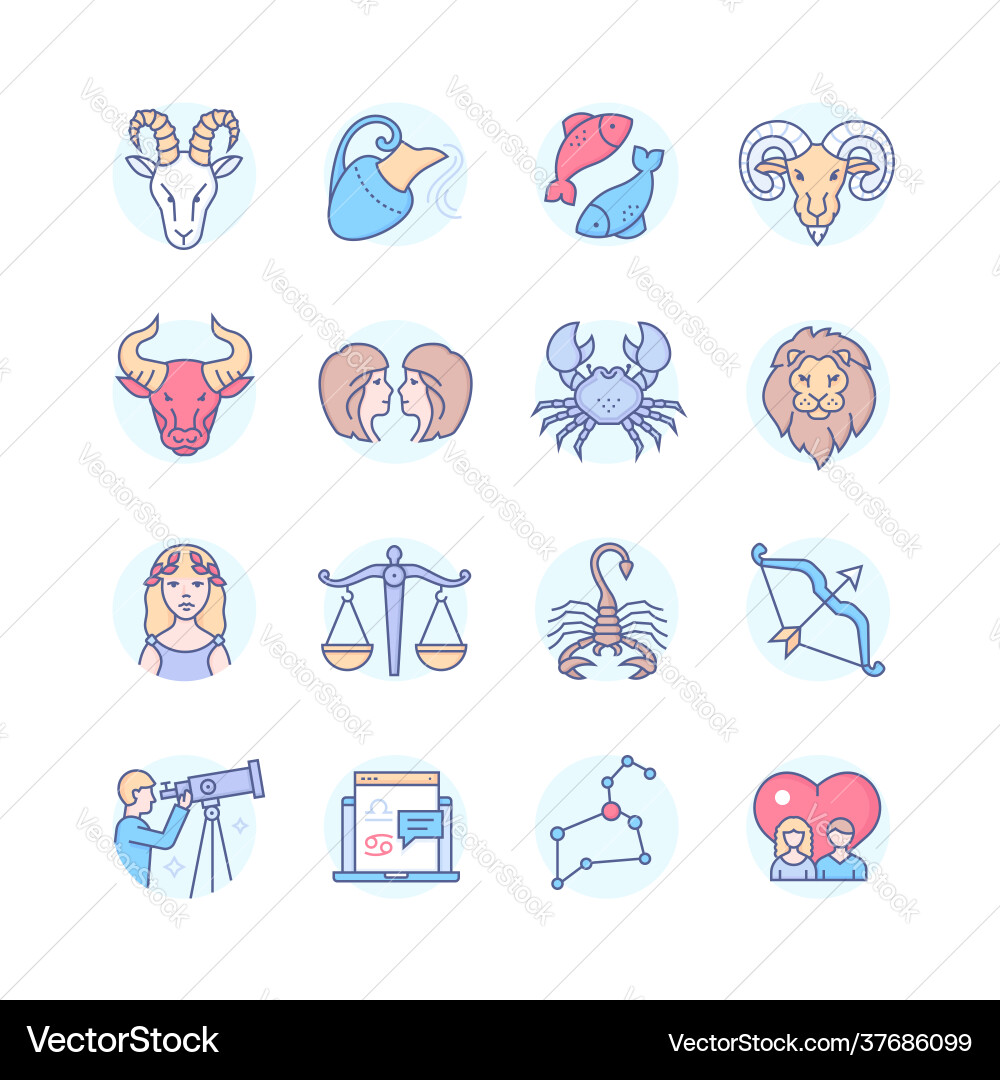 Zodiac signs - line design style icons set Zodiac signs - line design style icons set vector image