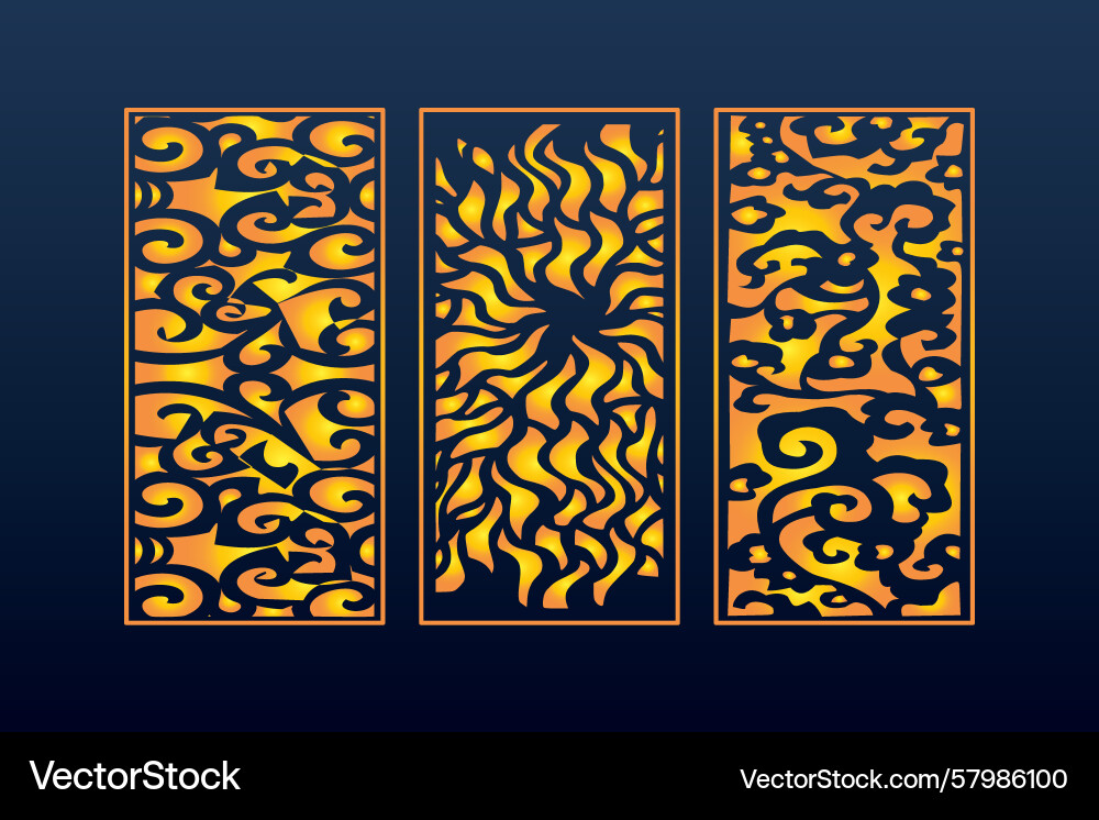 Abstract fluid pattern decorative panel set Abstract fluid pattern decorative panel set Vector Image