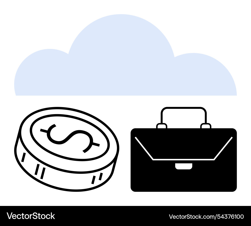 Cloud computing concept with dollar coin Cloud computing concept with dollar coin Vector Image