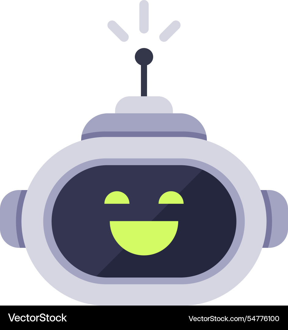 Cute robot showing a happy expression on its face Cute robot showing a happy expression on its face Vector Image