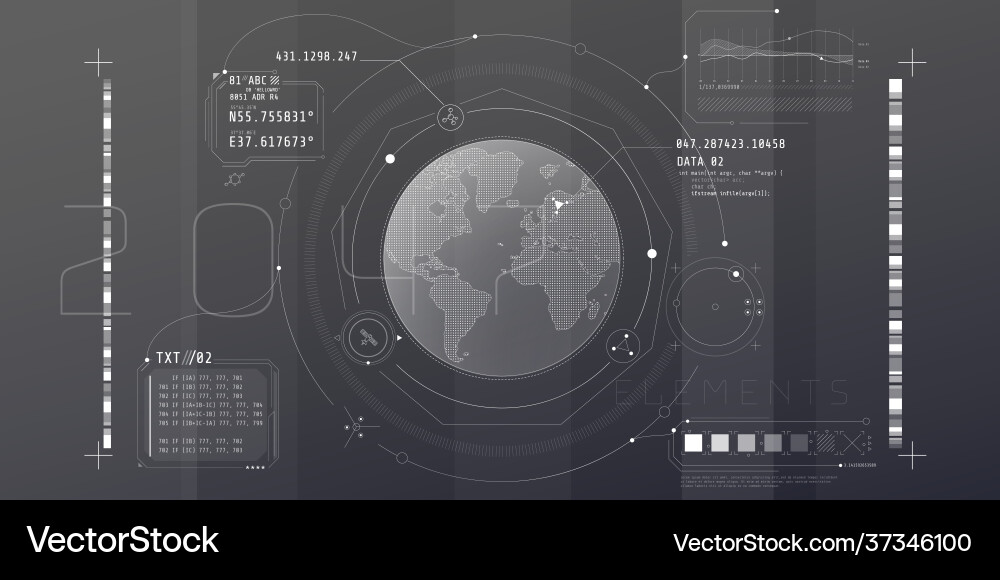 Design virtual interface planetary Design virtual interface planetary vector image