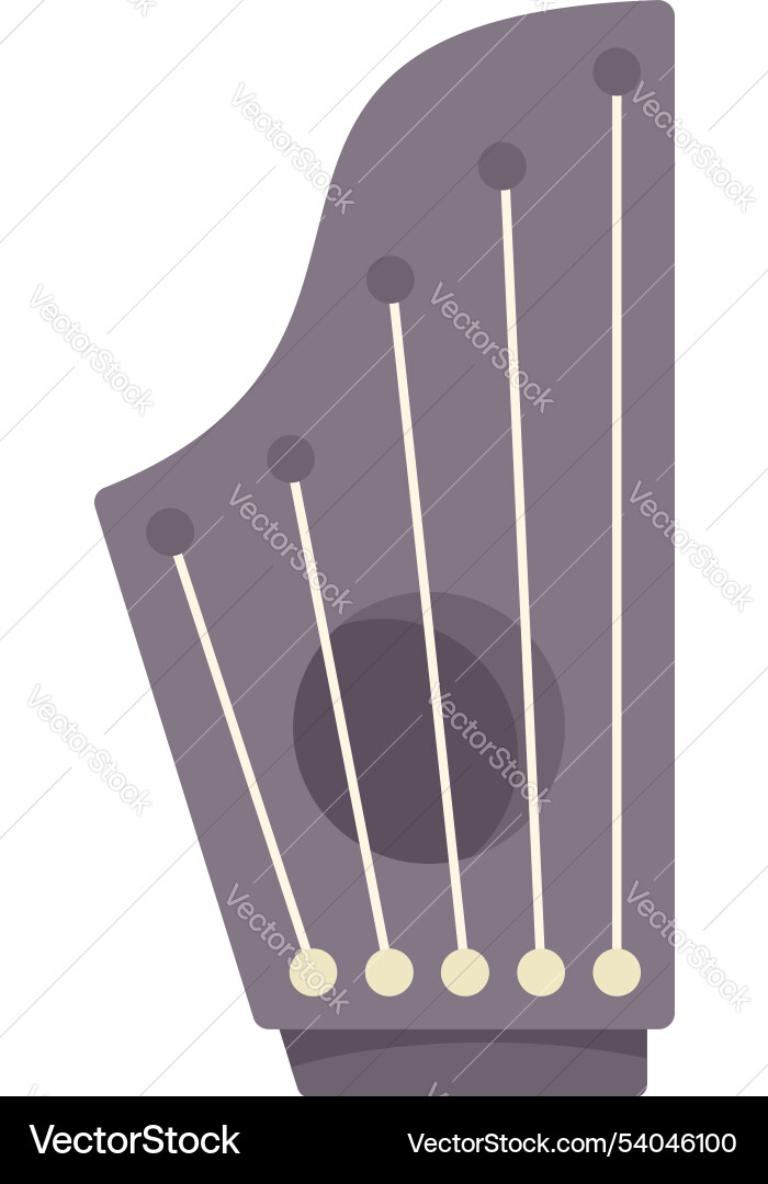 Grey zither with strings lying on white background Vector Image