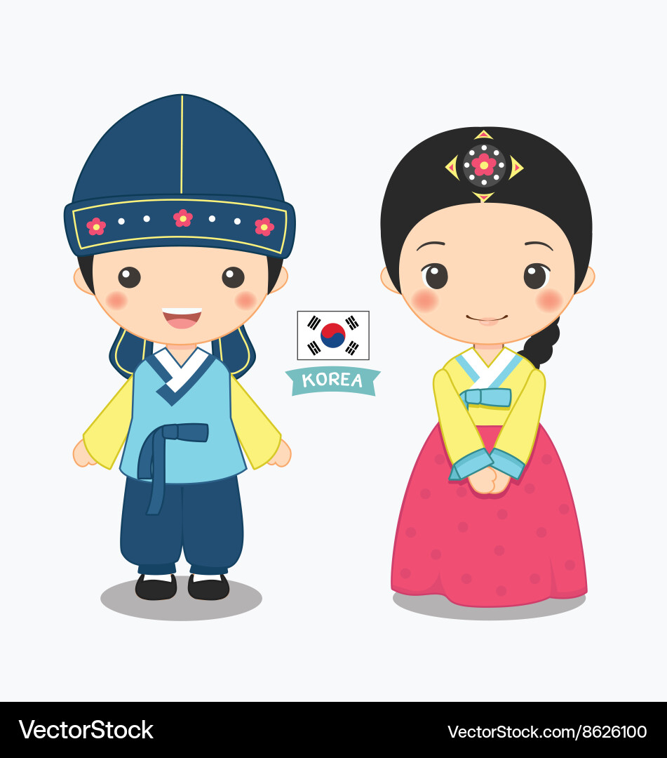 Korean Children in Hanbok – Royalty-Free Vector | VectorStock, image size:951x1080