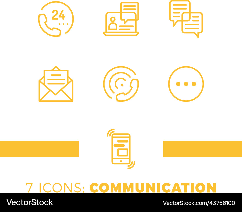 Linear communication icons set universal vector image