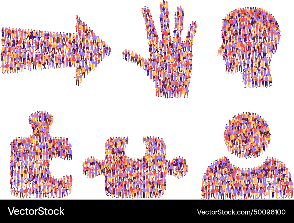 Society icons people crowd forming community Society icons people crowd forming community vector image