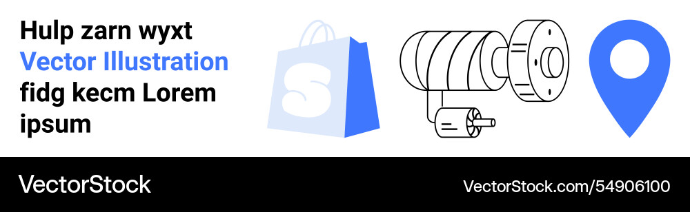 Technical component with shopping bag and location Technical component with shopping bag and location vector image