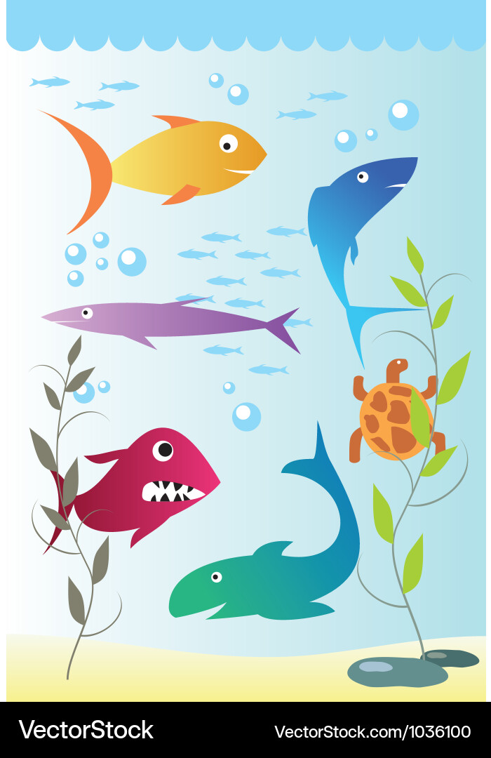 Under sea fish background Vector Image