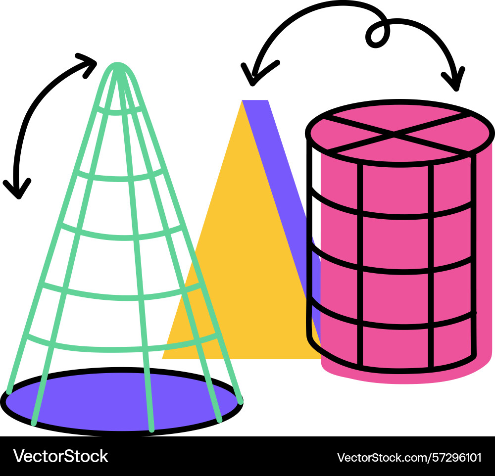A flat style showing 3d objects Vector Image