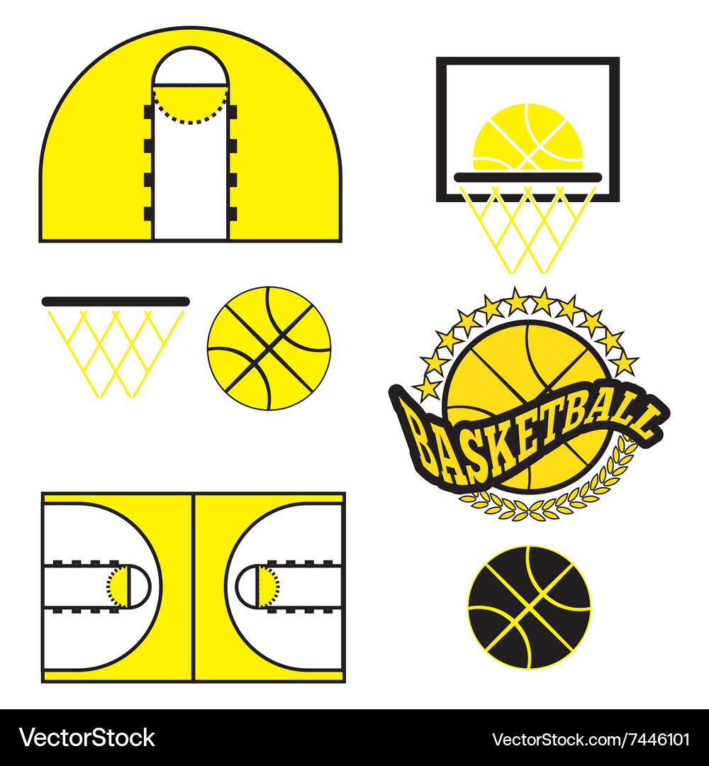 Basketball game objects icons Vector Image