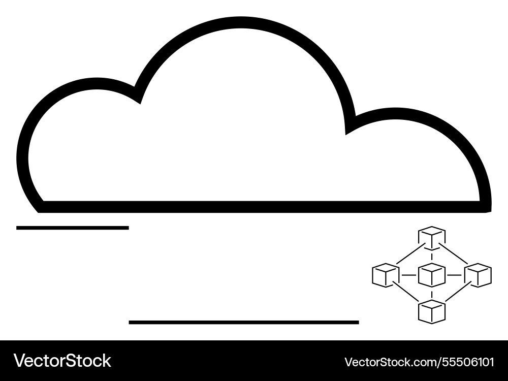 Cloud Computing-Konzept mit Blockchain-Netzwerk Vektorbild