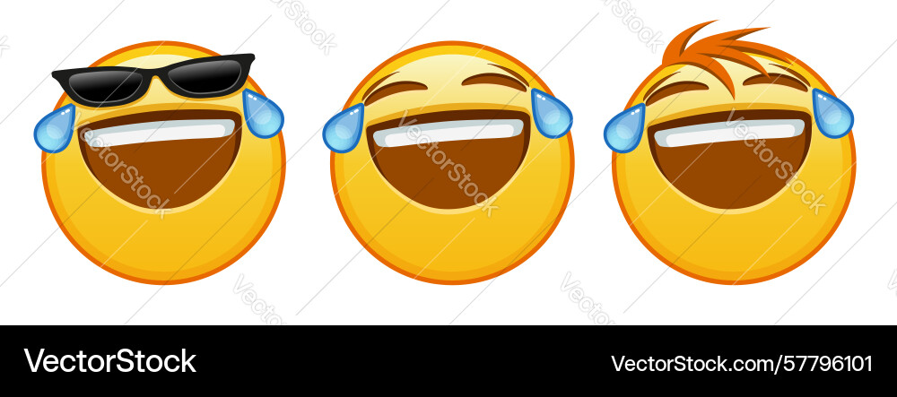 Face with tears of joy set three emoji Vector Image