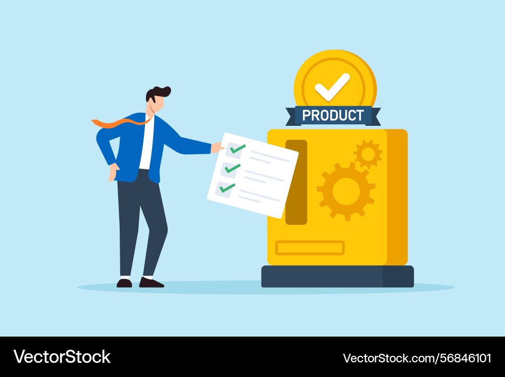 Flat of quality control manager inserting Flat of quality control manager inserting vector image