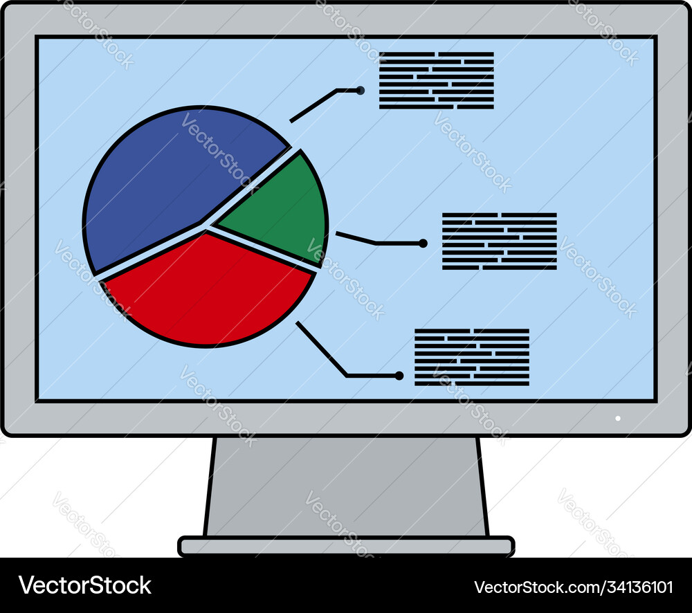 Monitor with analytics diagram icon vector image