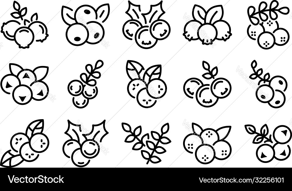 Rowan icons set outline style Rowan icons set outline style vector image
