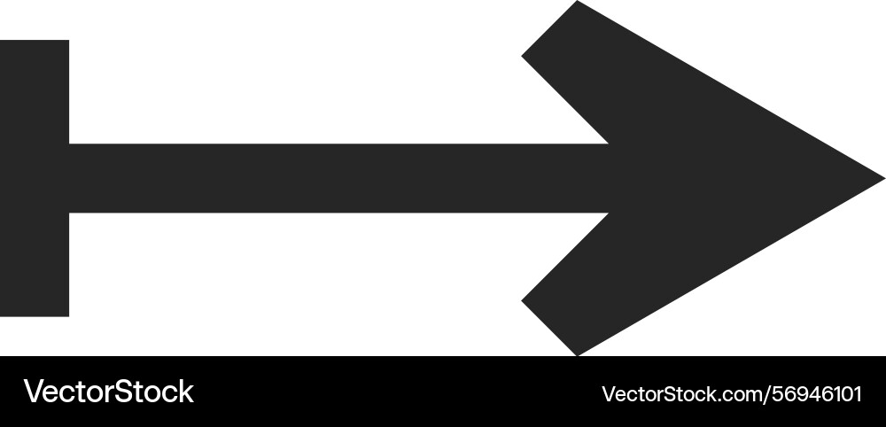 Simple black arrow pointing right with a crossbar Simple black arrow pointing right with a crossbar vector image