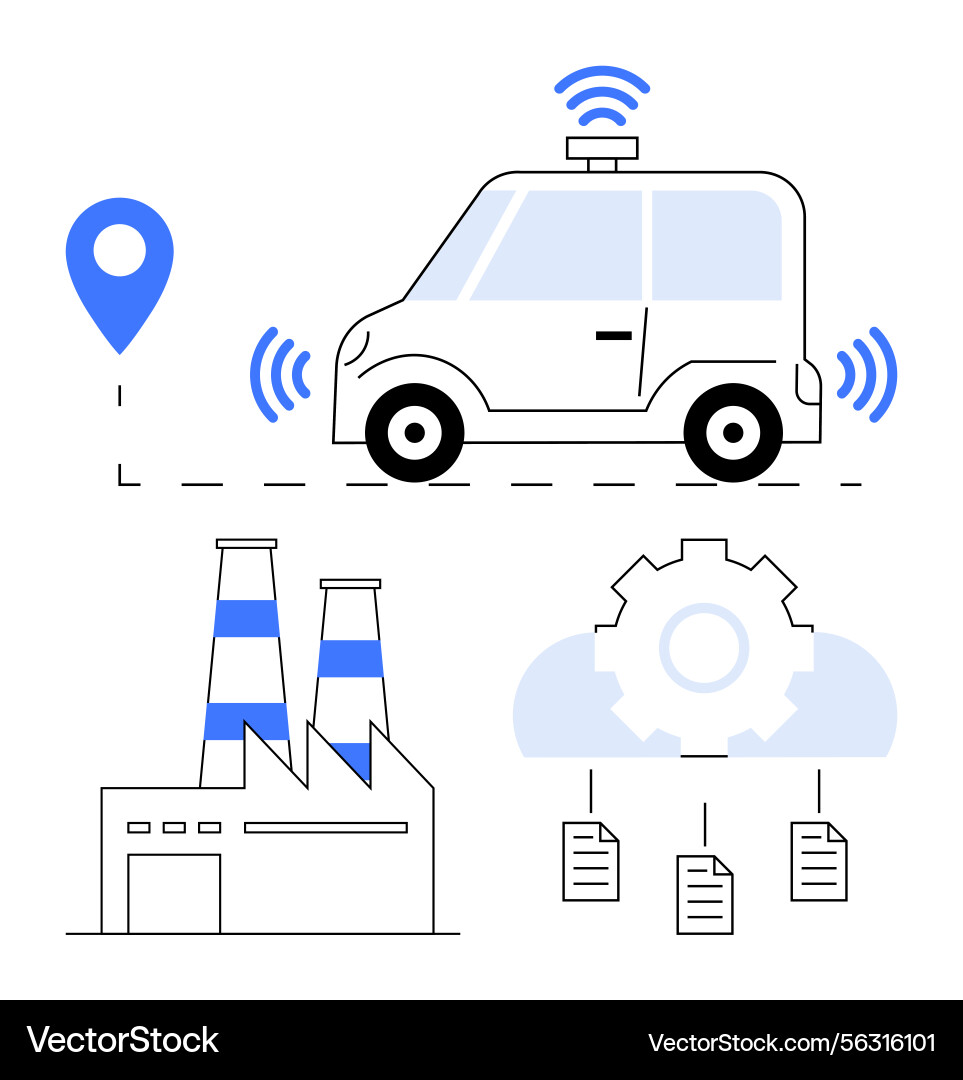 Smart Factory Automation & Cloud Data Vector Image