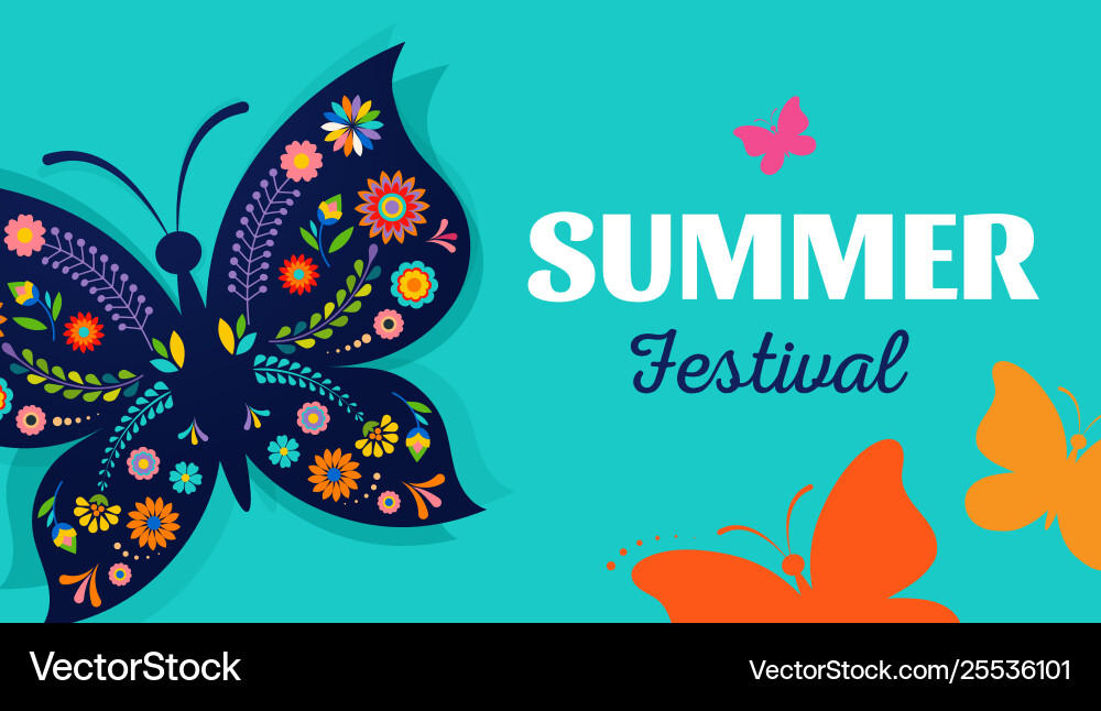 Summer festival fair with patterned butterfly Summer festival fair with patterned butterfly vector image