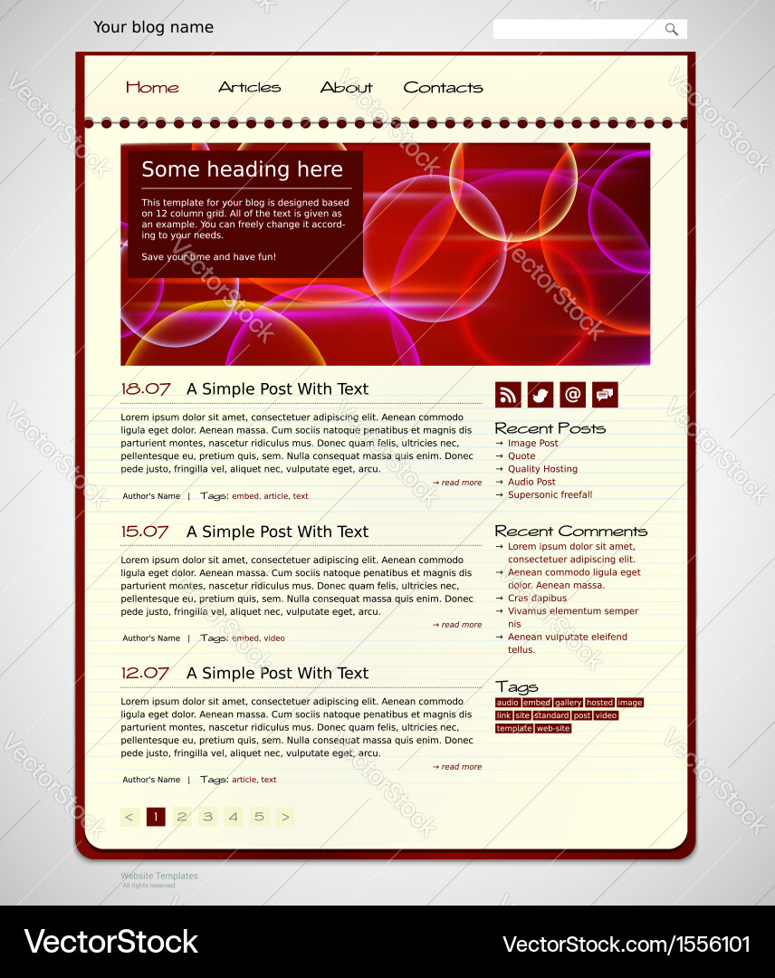 Template for a web site developed on the basis vector image