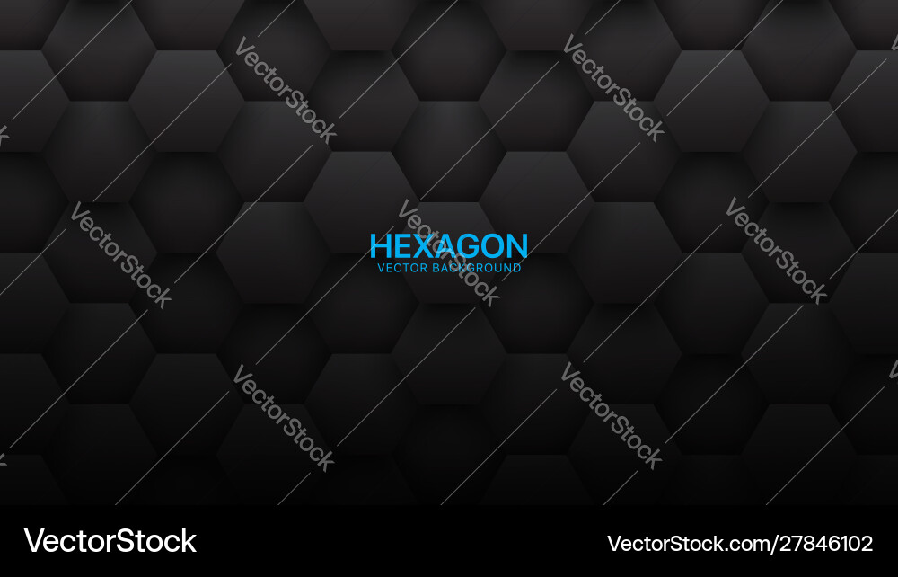 3d hexagon tech structure abstract black Vector Image