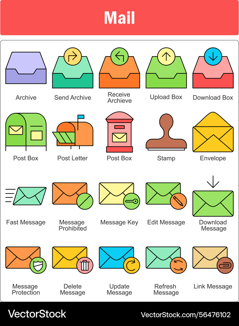 A set of 20 message icons as archive send vector image