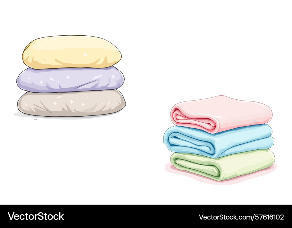 Ai-generated stack of folded soft blankets and Vector Image