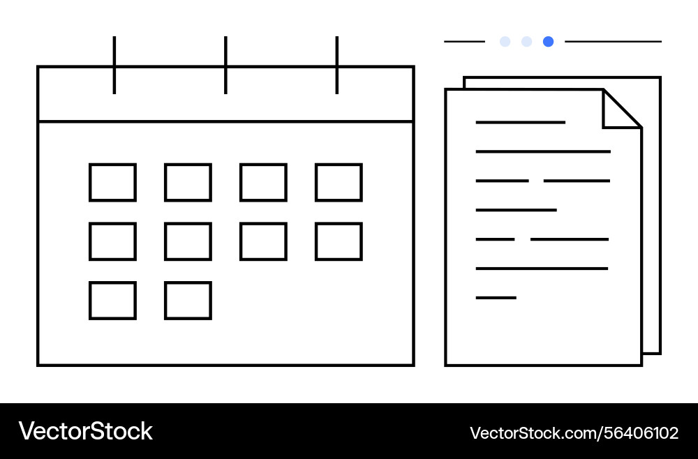 Calendar and documents representing task Calendar and documents representing task vector image