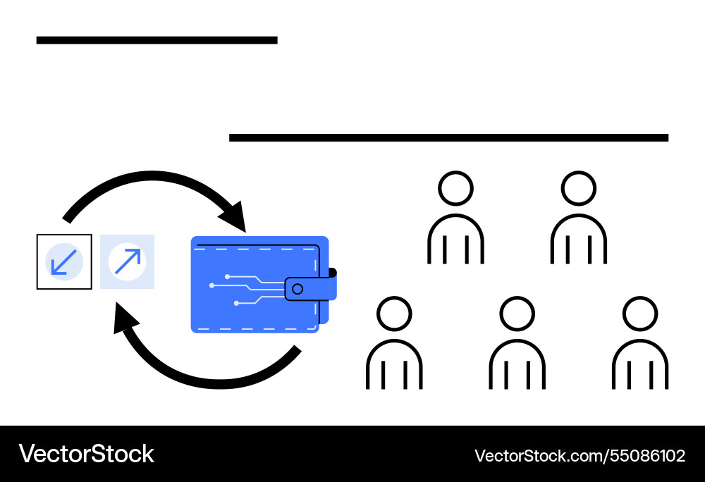 Conceptual digital wallet and user interaction vector image