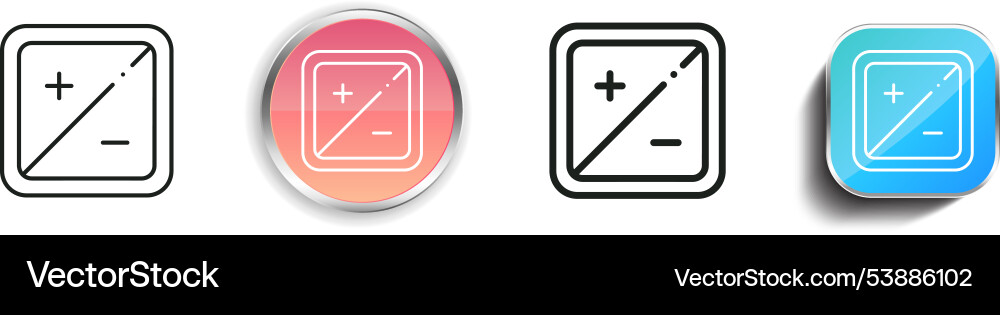 Exposure icon thin linear regular and button Exposure icon thin linear regular and button vector image