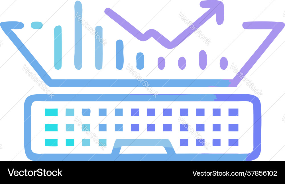 Keyboard with rising graph data analytics Vector Image