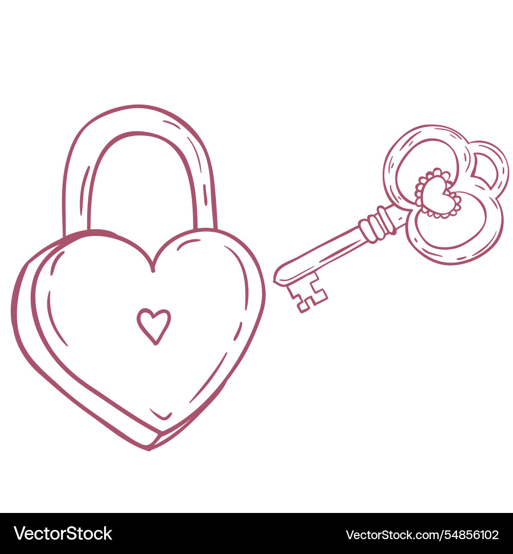 Lock and key with heart vector image