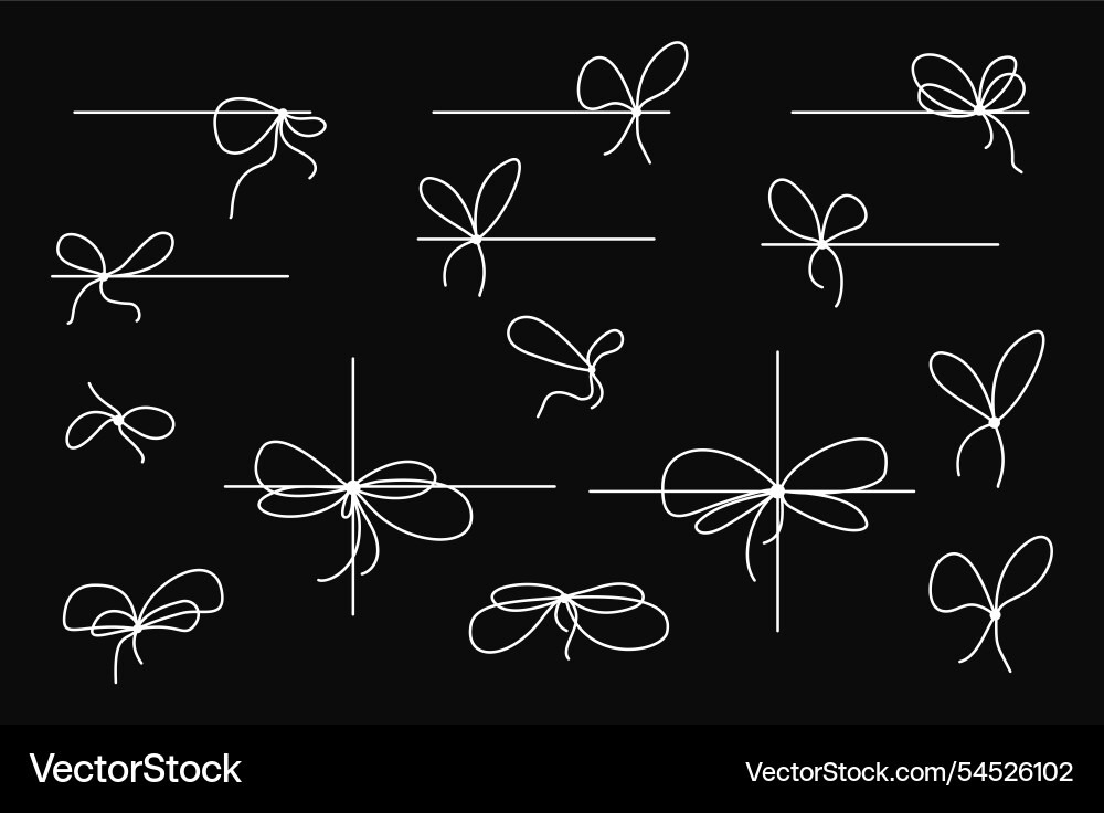 Ribbon bows set with simple line design Ribbon bows set with simple line design vector image