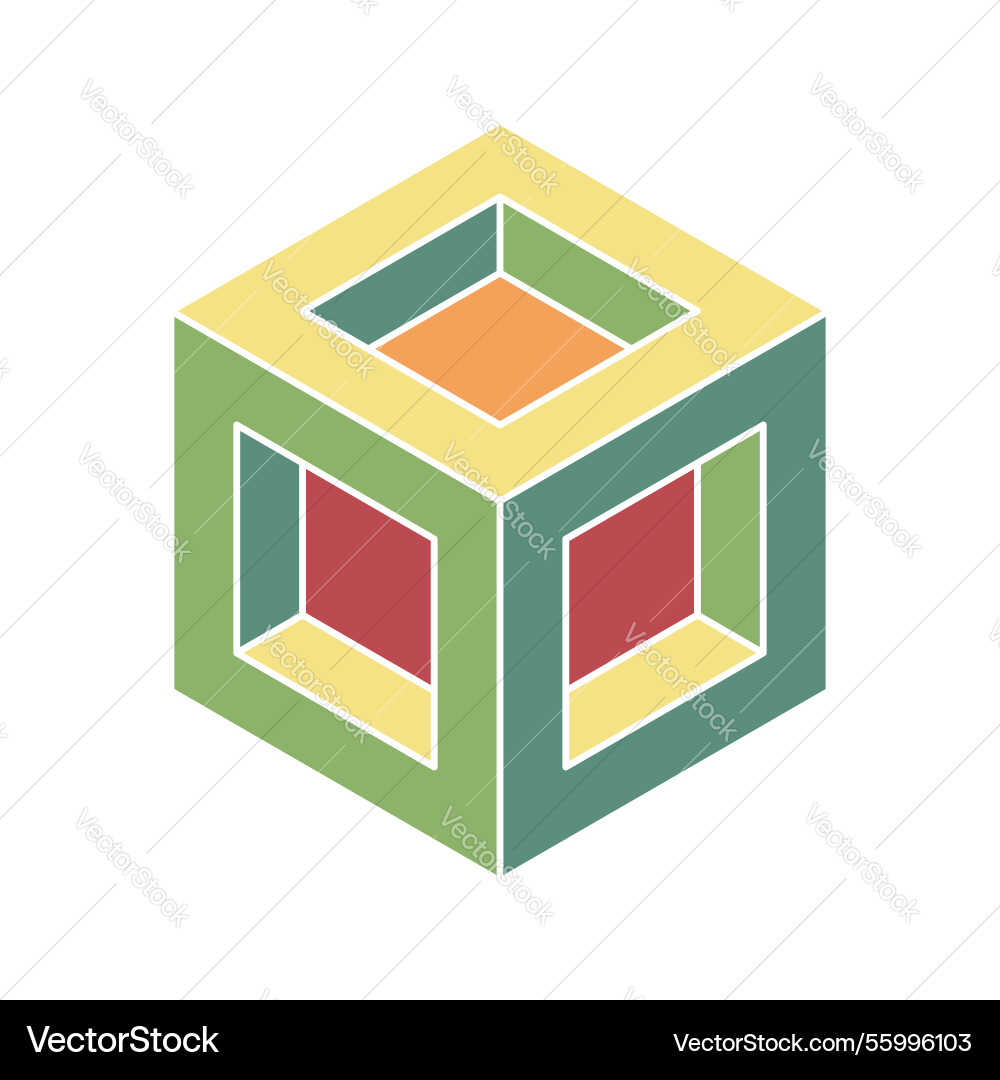 Abstract isometric cube multicolored geometric Abstract isometric cube multicolored geometric vector image