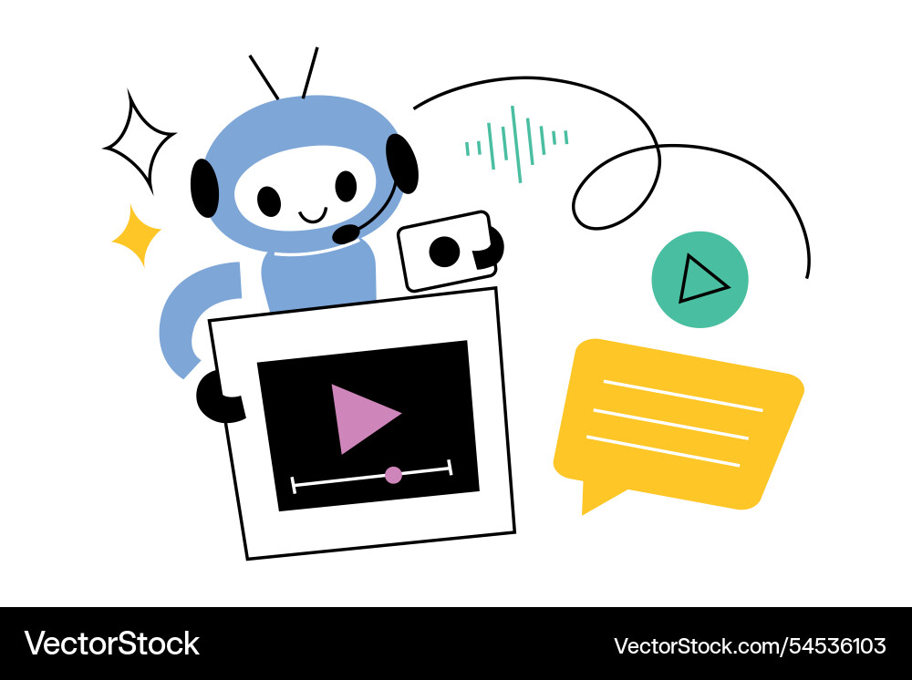 Cute robot with artificial intelligence creating Cute robot with artificial intelligence creating vector image