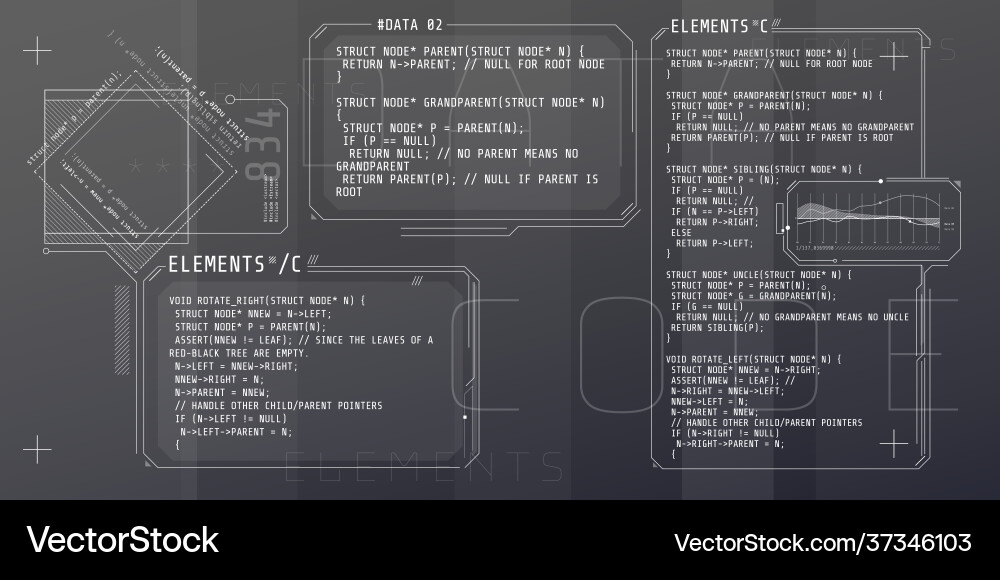 HUD Interface Elemente - C Code vektorbild