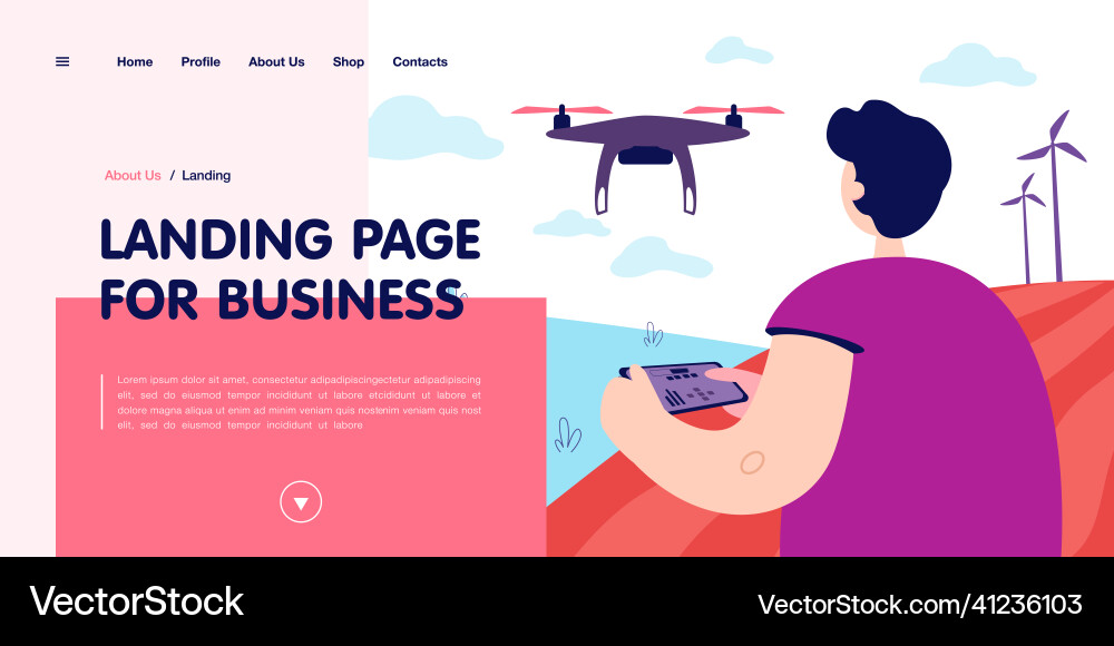 Man with remote control launching drone vector image