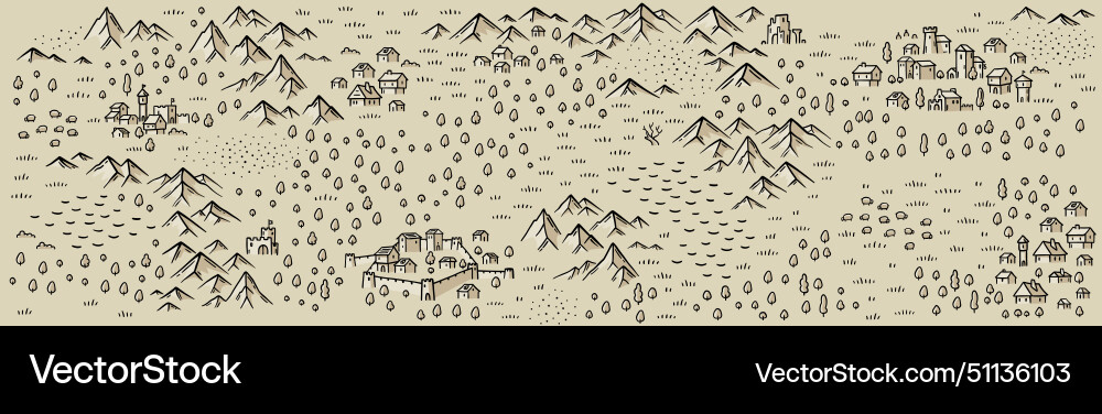 Medieval map horizontal format middle ages vector image