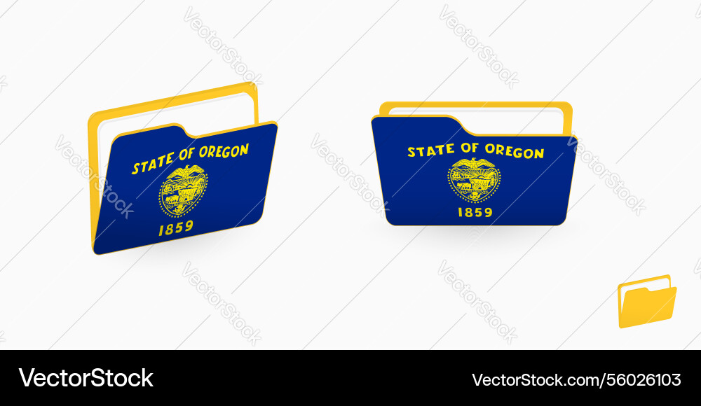 Oregon flag on two type of folder icon vector image