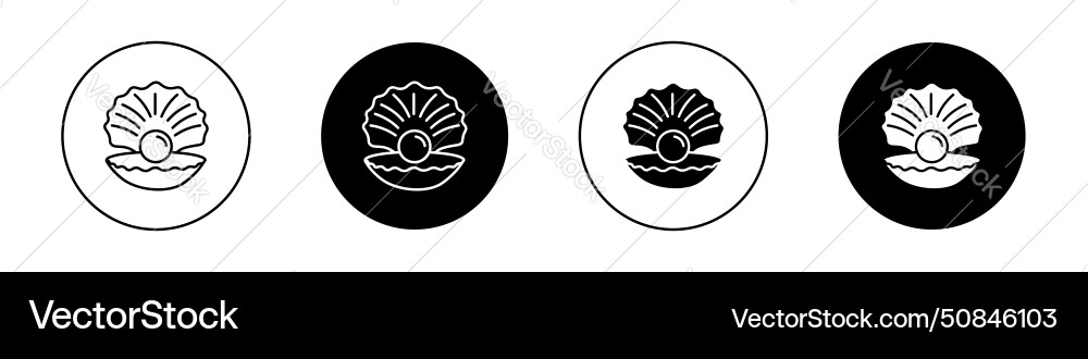 Pearl in the open shell icon set seashell Vector Image