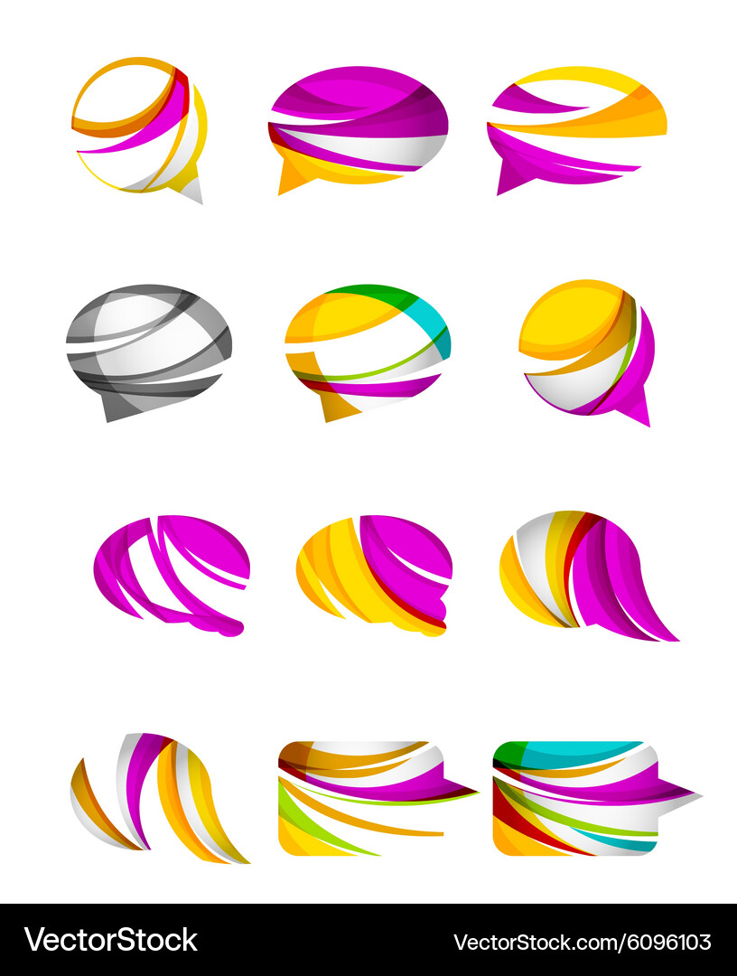 Set of abstract speech bubble and cloud icons Vector Image