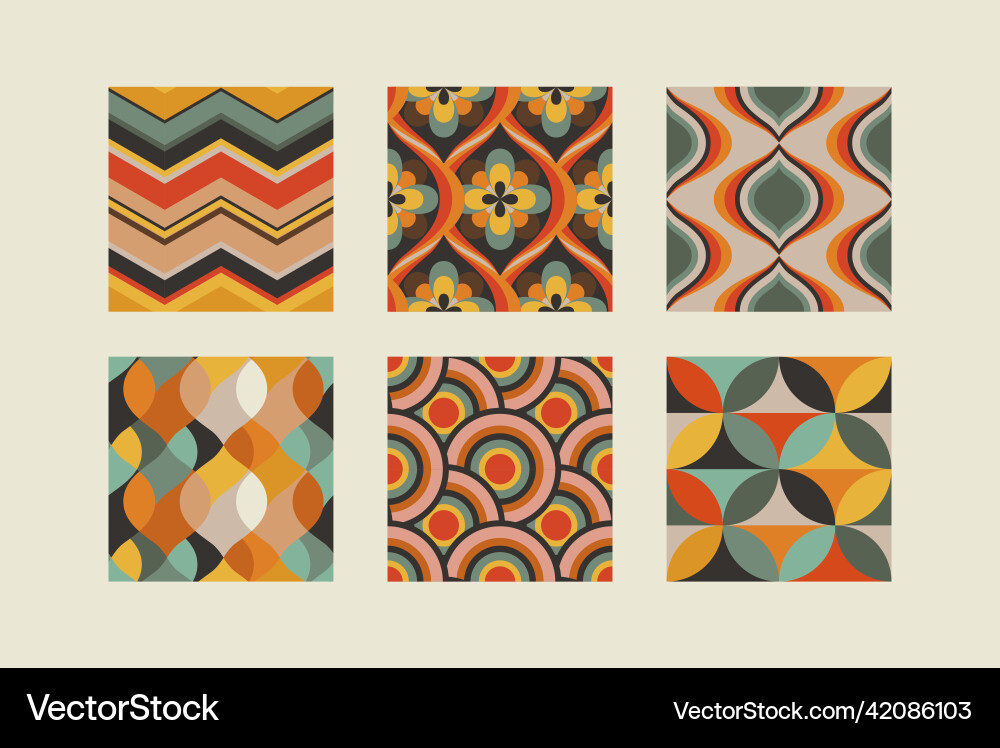 Set of retro seamless patterns inspired Set of retro seamless patterns inspired vector image