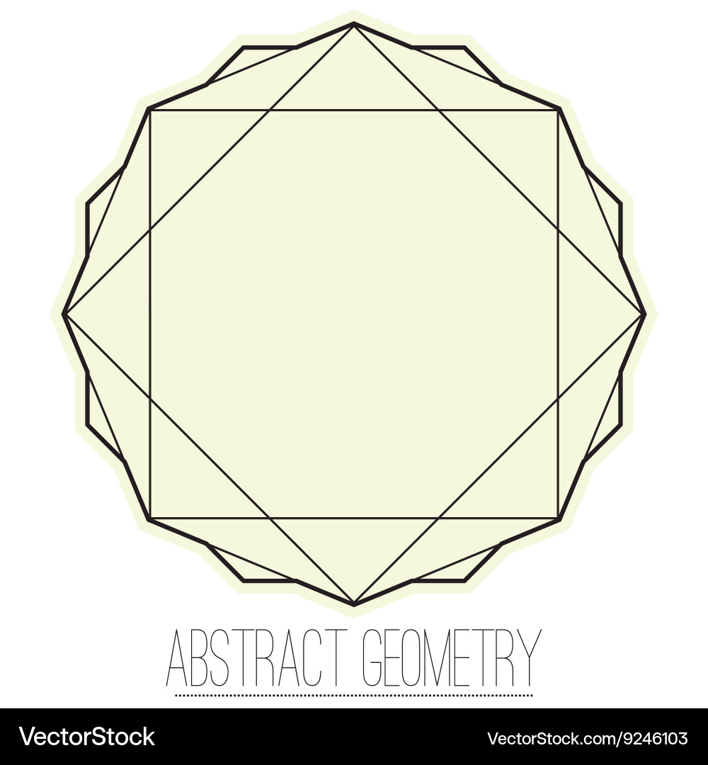 Simple geometric element with square and polygon vector image