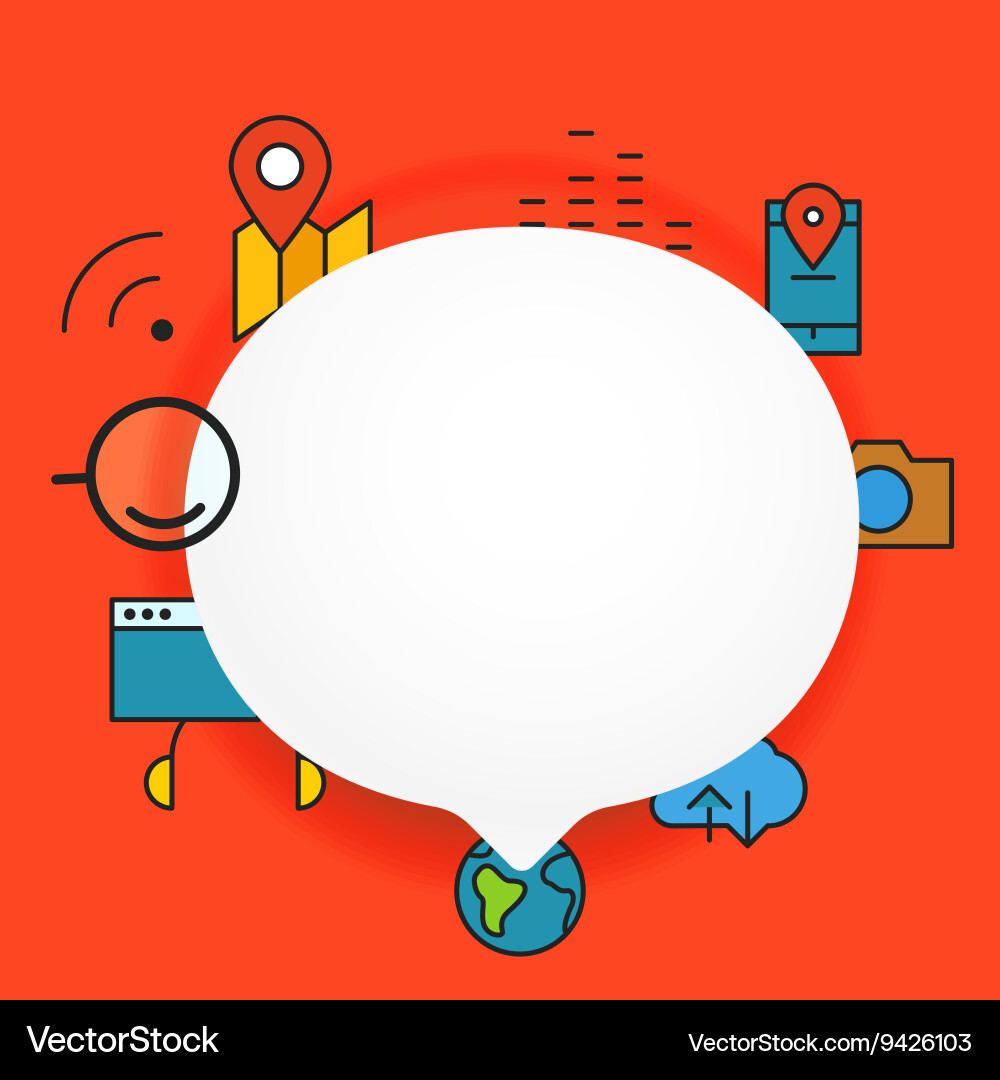 Speech cloud template with different icons add Vector Image