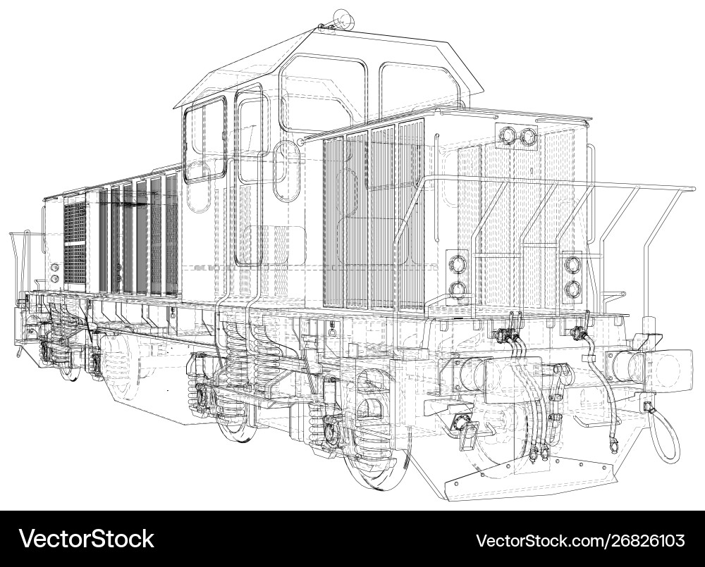 Train eps10 format created 3d wire Vector Image