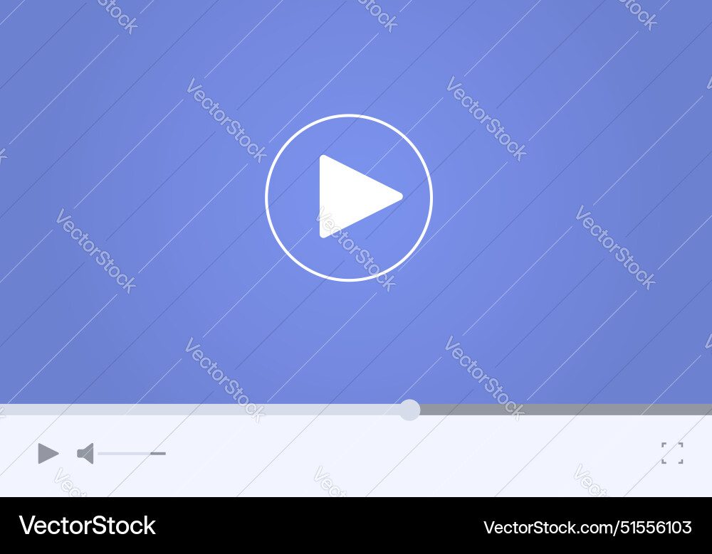 Video player showing a play button and playback Video player showing a play button and playback vector image