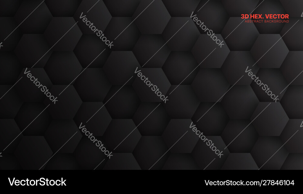 3D Hexagon Tech Pattern - Dark Gray vector image