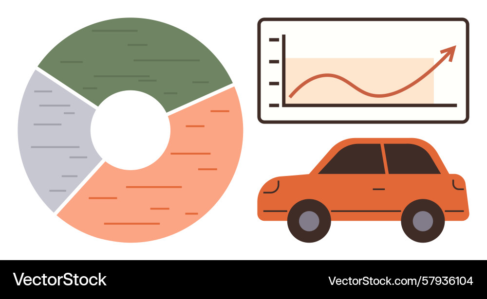 Car and growth chart with data visualization Car and growth chart with data visualization Vector Image
