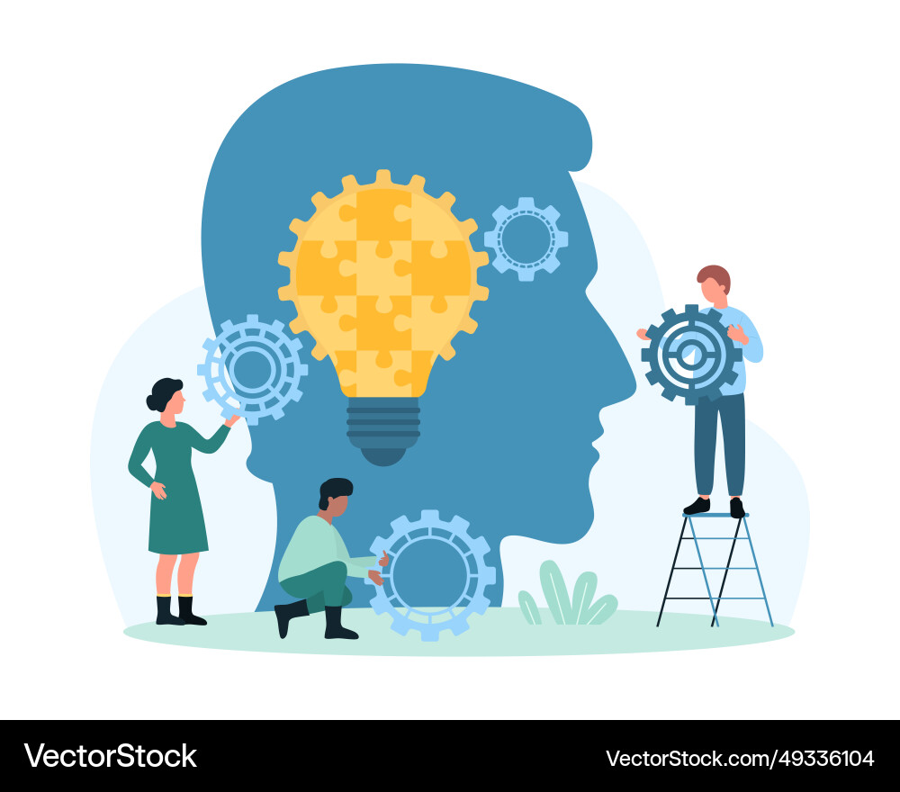 Critical thinking for problem solving tiny people Critical thinking for problem solving tiny people vector image