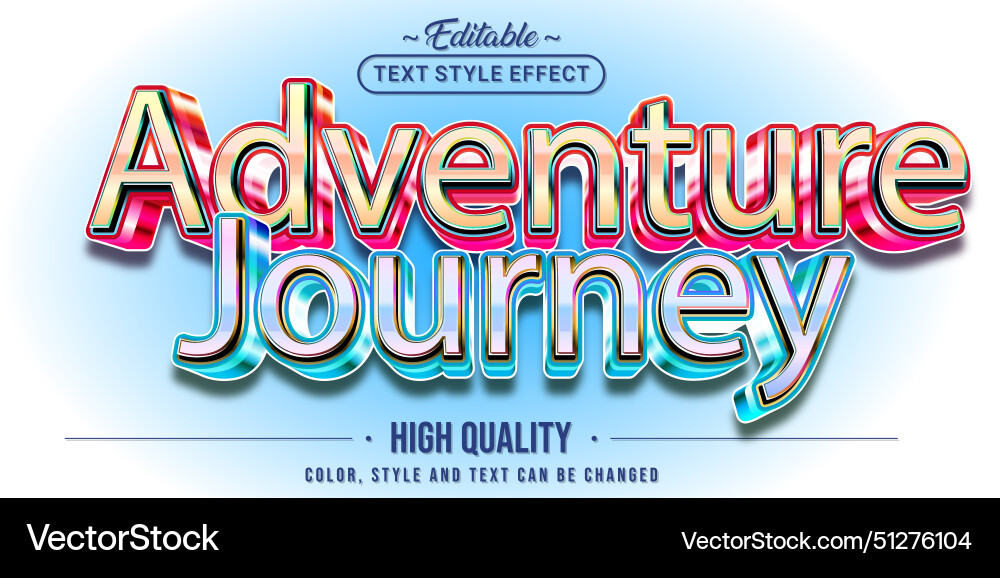 Editable text style effect - adventure journey Vector Image